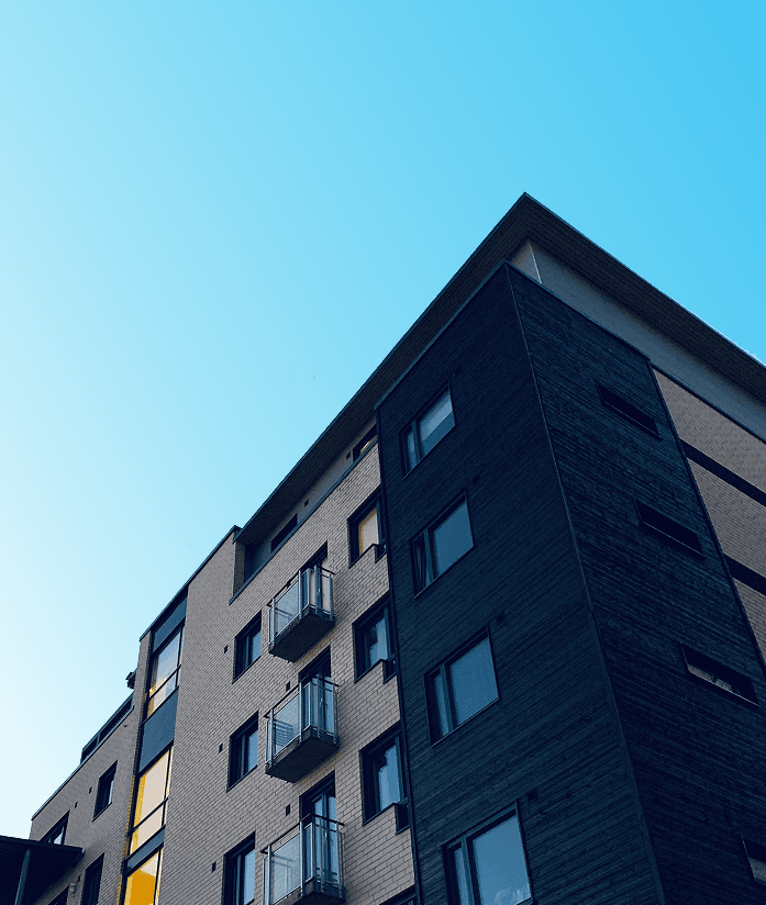Modern building exterior with blue sky